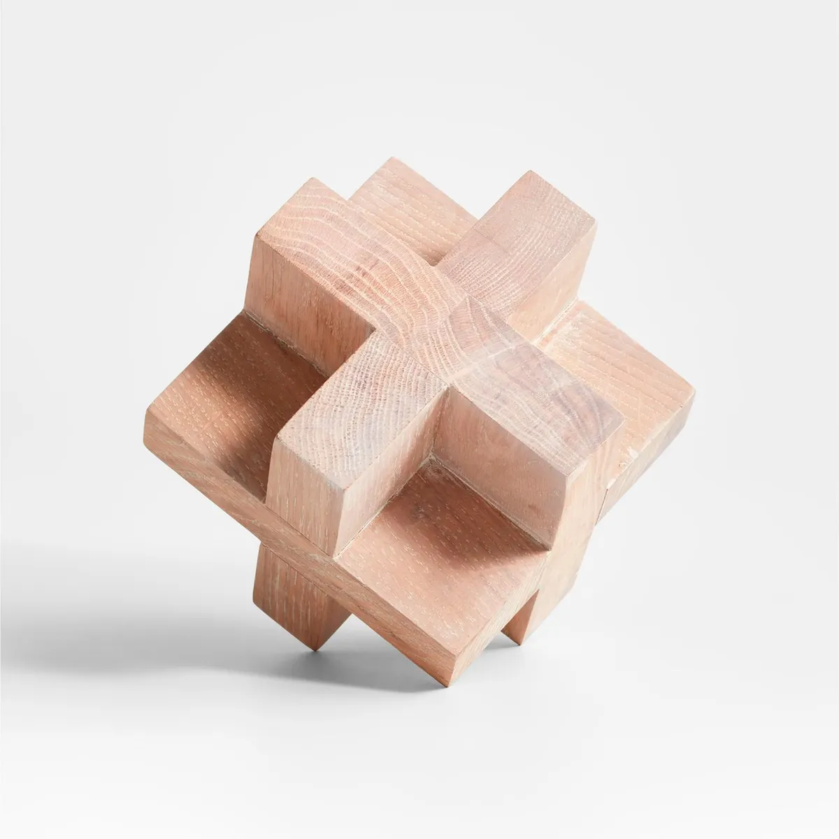 CRATE & BARREL - Adorno Cubo en Madera roble 15 cm x 15 cm 