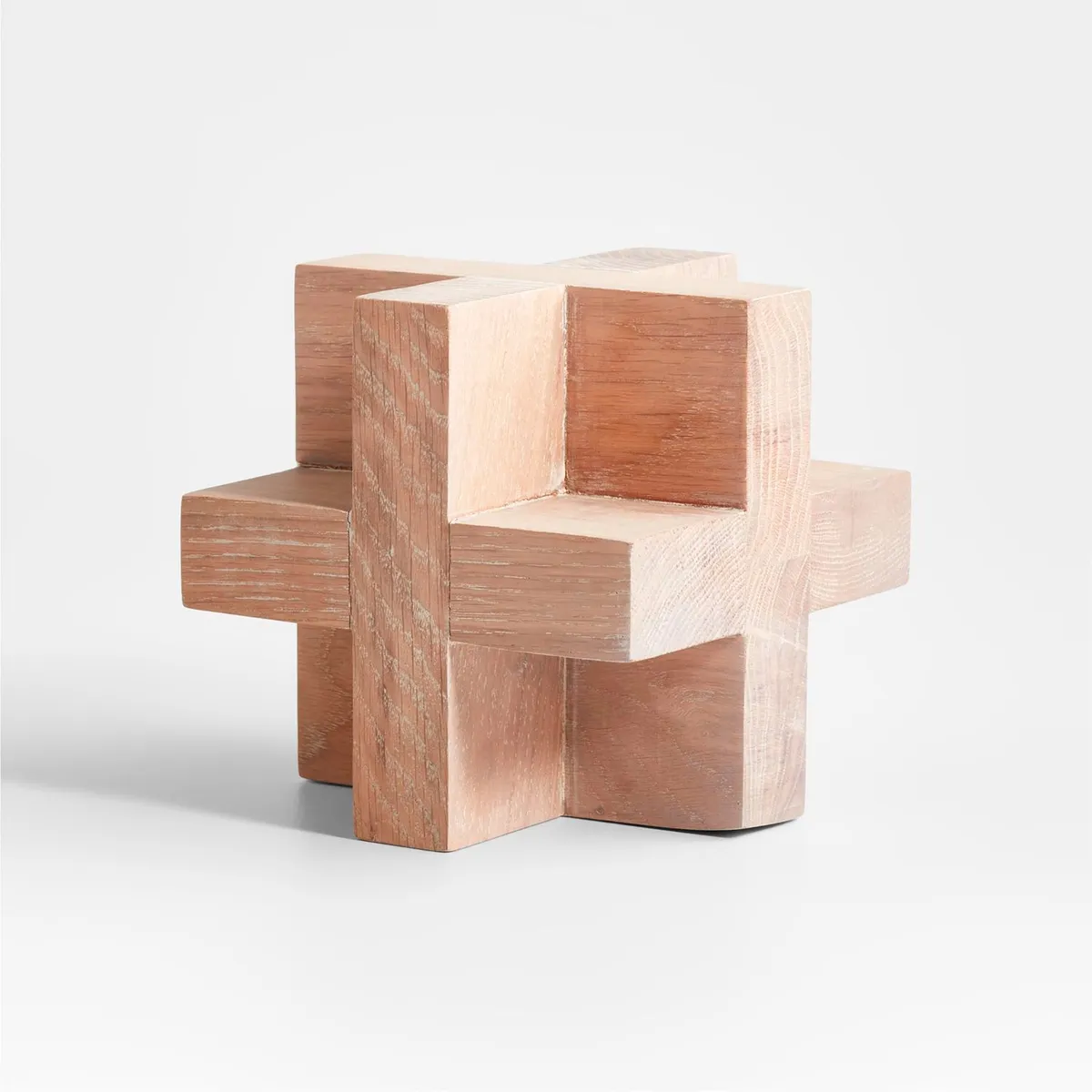 CRATE & BARREL - Adorno Cubo en Madera roble 15 cm x 15 cm 