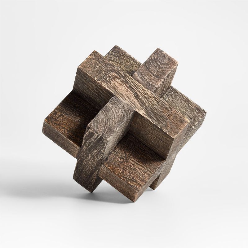CRATE & BARREL - Adorno Bloque Madera 15 x 15 cm