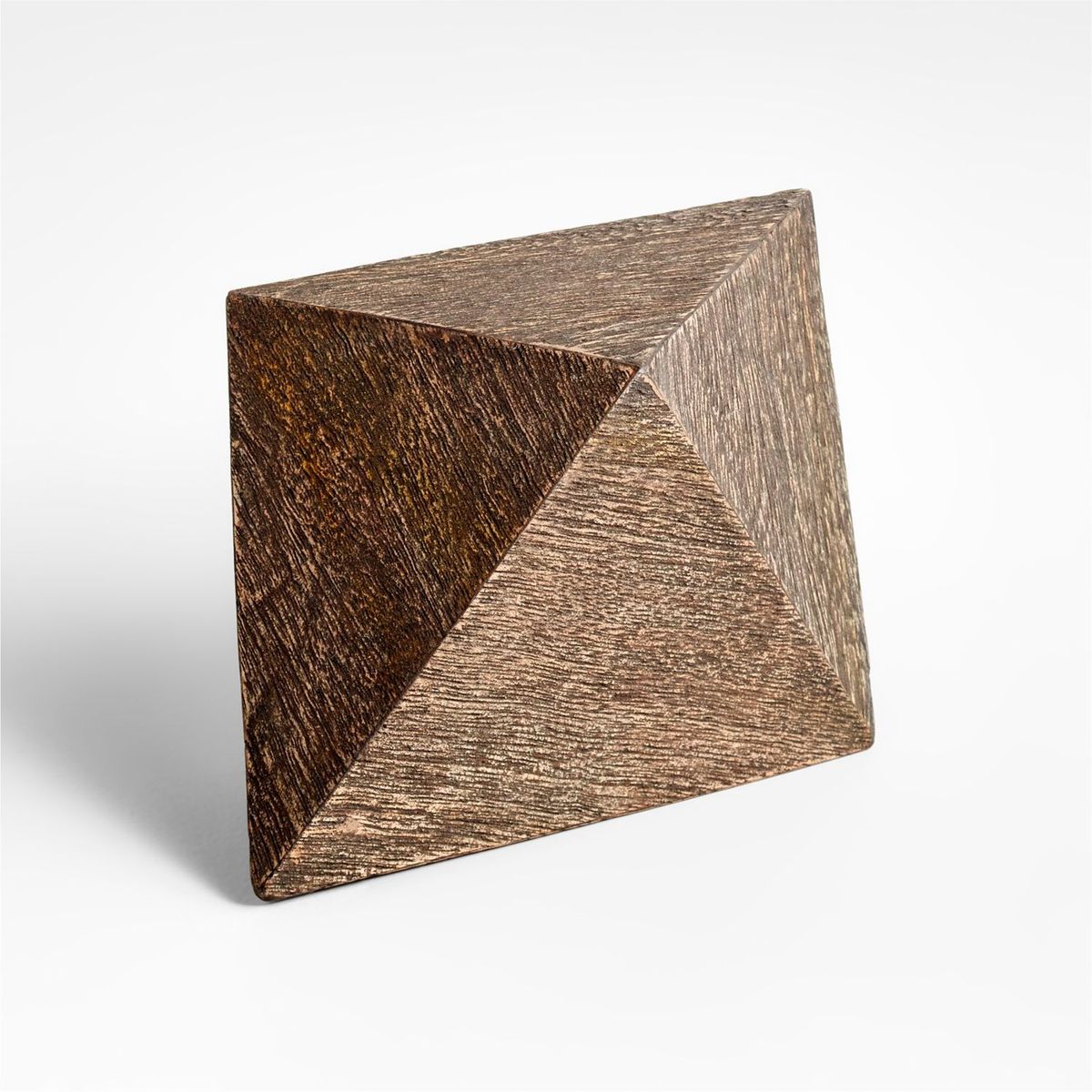 CRATE & BARREL - Adorno Hedron en Madera mango 15 cm x 30 cm 