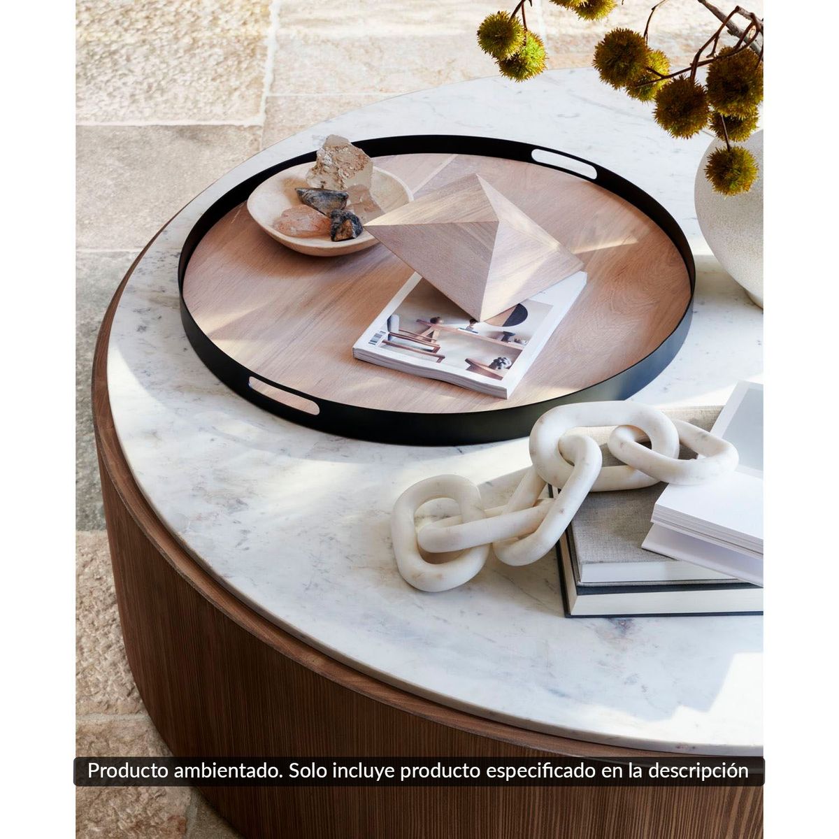 CRATE & BARREL - Adorno Hedron en Madera mango 15 cm x 30 cm 