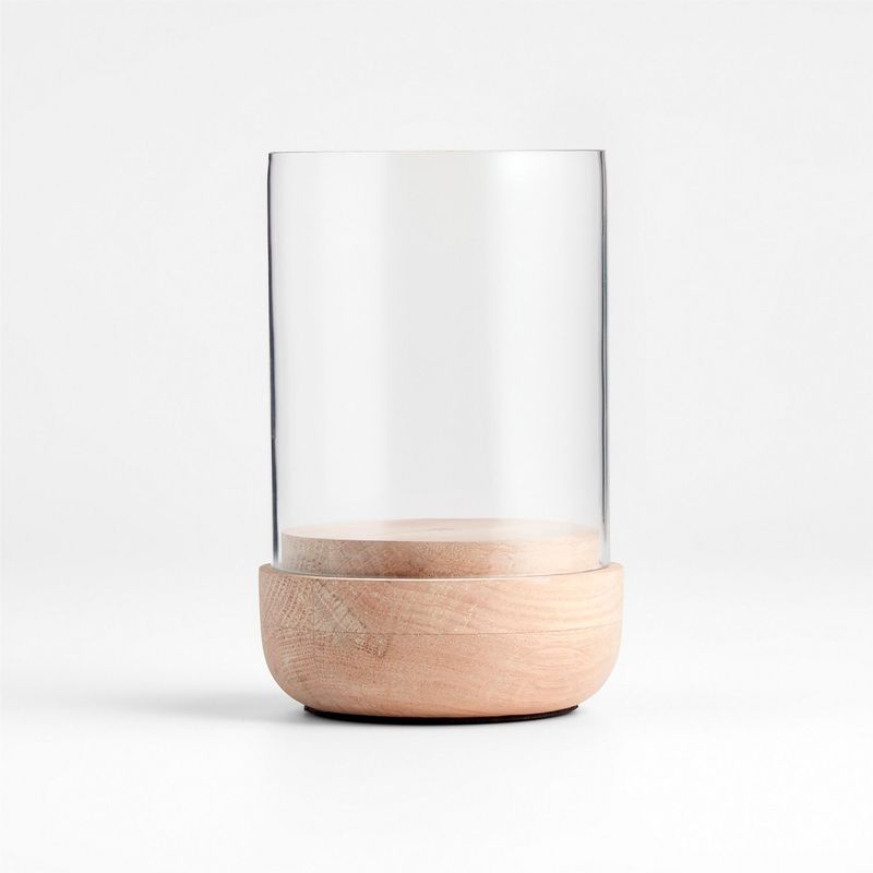 CRATE & BARREL - Porta velas Curve en Madera roble 17 cm x 11 cm 