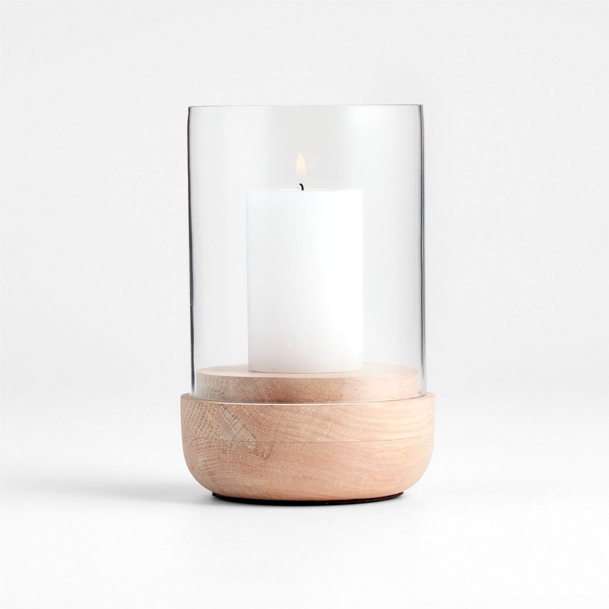 CRATE & BARREL - Porta velas Curve en Madera roble 17 cm x 11 cm 