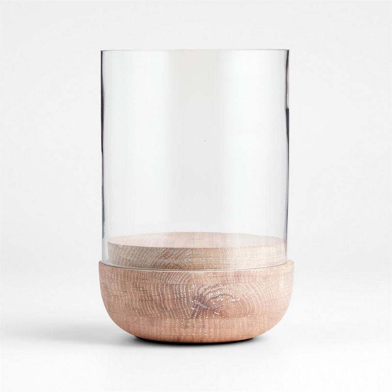 CRATE & BARREL - Porta velas Curve en Madera roble 14 cm x 17 cm 