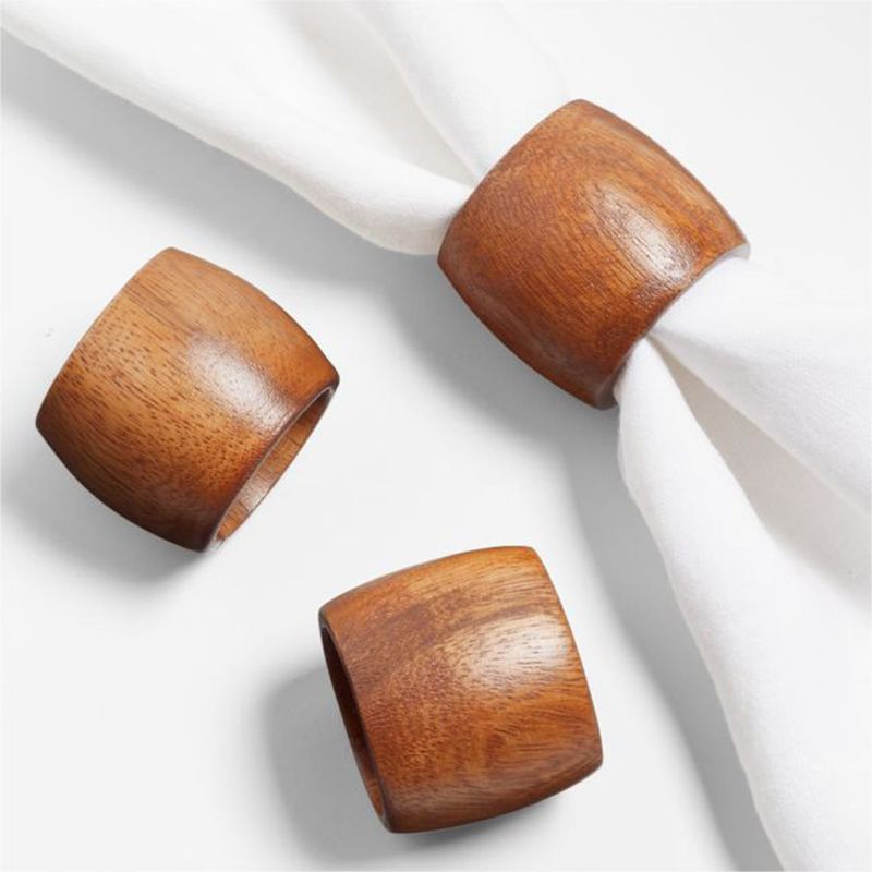 CRATE & BARREL - Aro de servilleta Tondo Madera 4 x 5 cm
