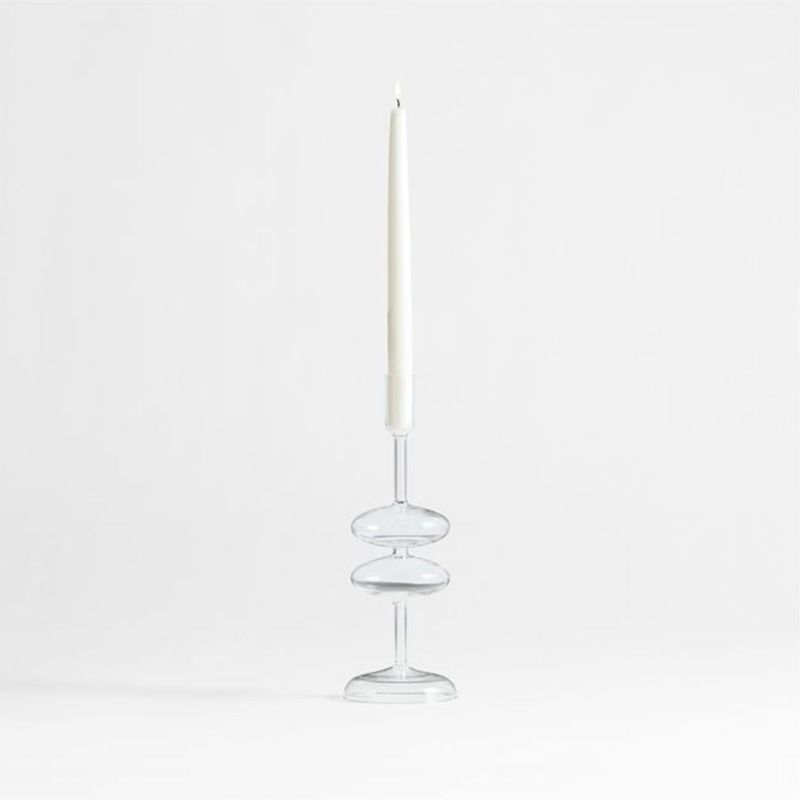 CRATE & BARREL - Candelabro Venezia en Vidrio 29 cm x 9 cm 