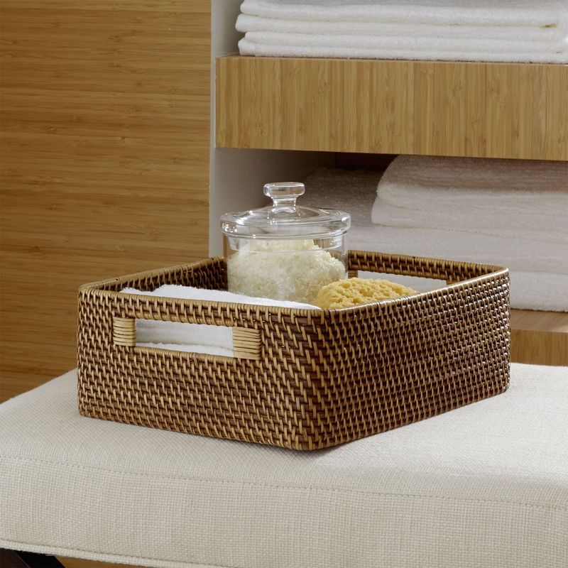 CRATE & BARREL - Canasta Baja Sedona Miel 28 x 33 cm 