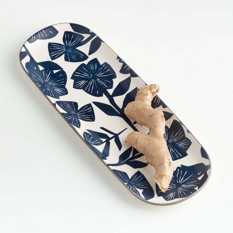 CRATE & BARREL - Bandeja Mai Floral Rectangular 36 cm