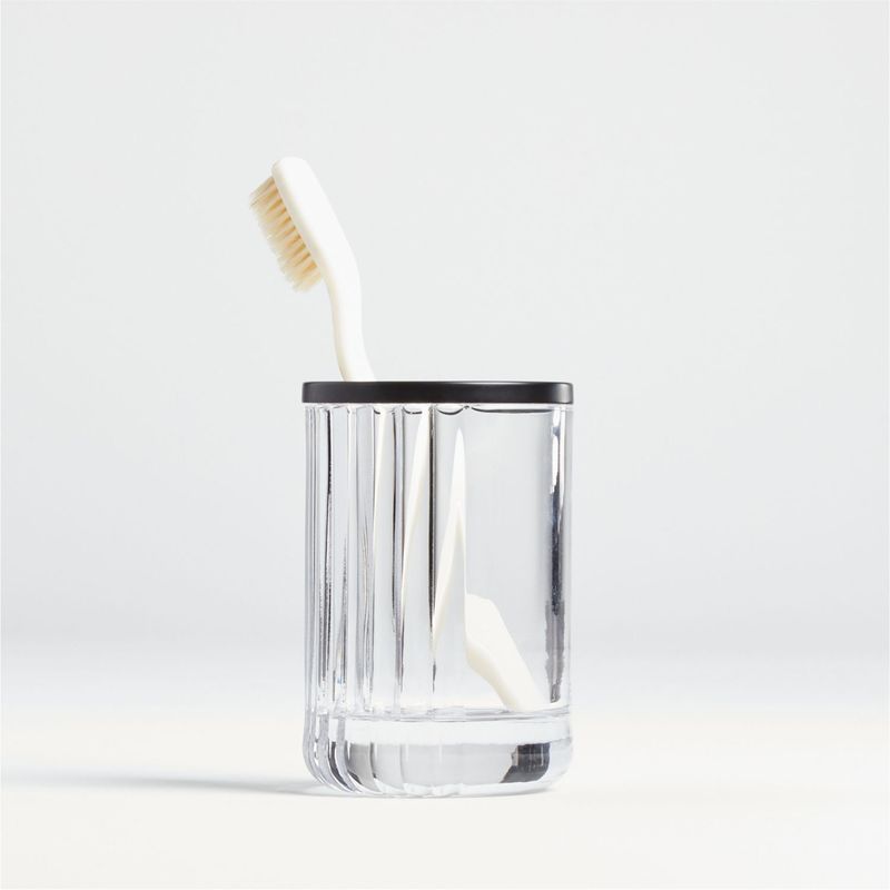 CRATE & BARREL - Porta cepillos Ribbed en Vidrio 11 cm x 8 cm 