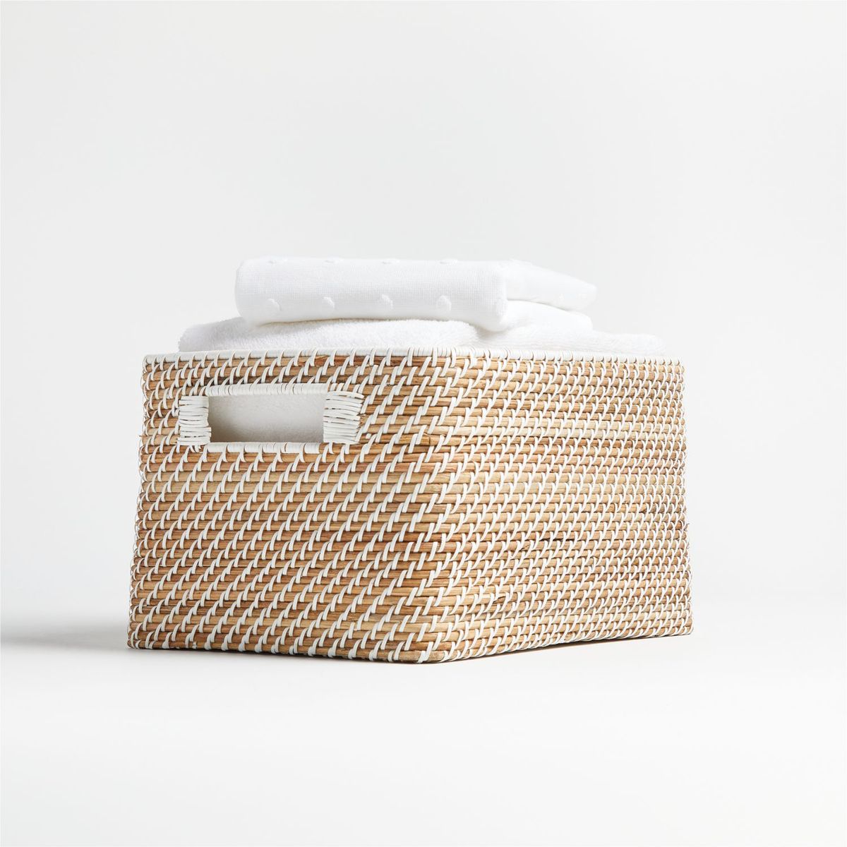 CRATE & BARREL - Canasto organizador Pequeño Sedona Blanco 22.23 cm 27.63 cm