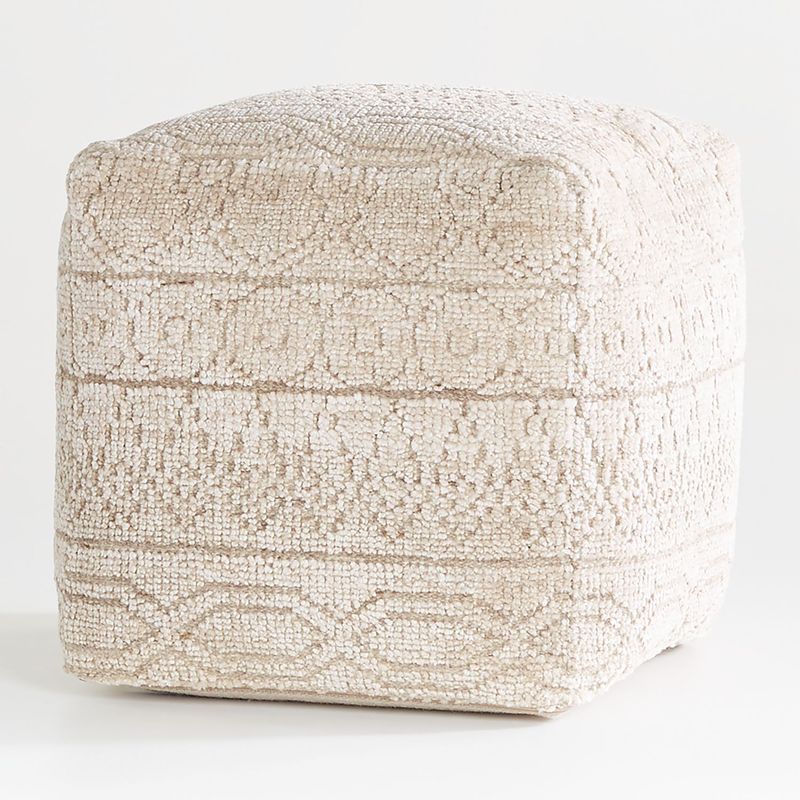 CRATE & BARREL - Puff Lennon Beige 46 x 46 cm 