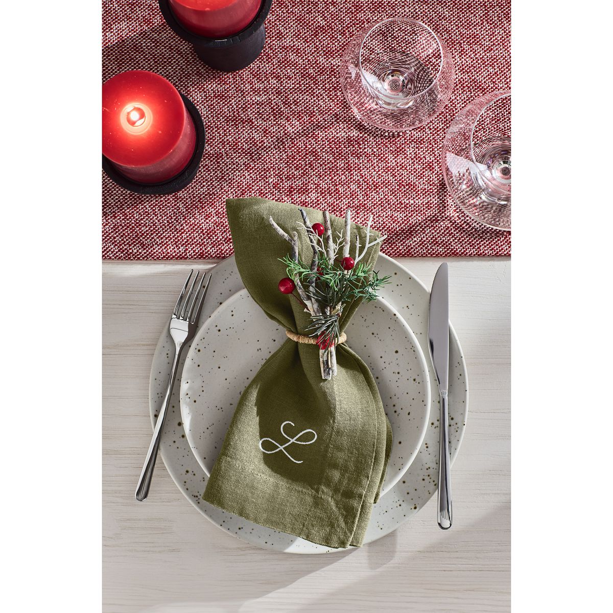 CRATE & BARREL - Aro de servilleta Holiday Twig Berry en Acero 13 cm x 6 cm (1 unidad)