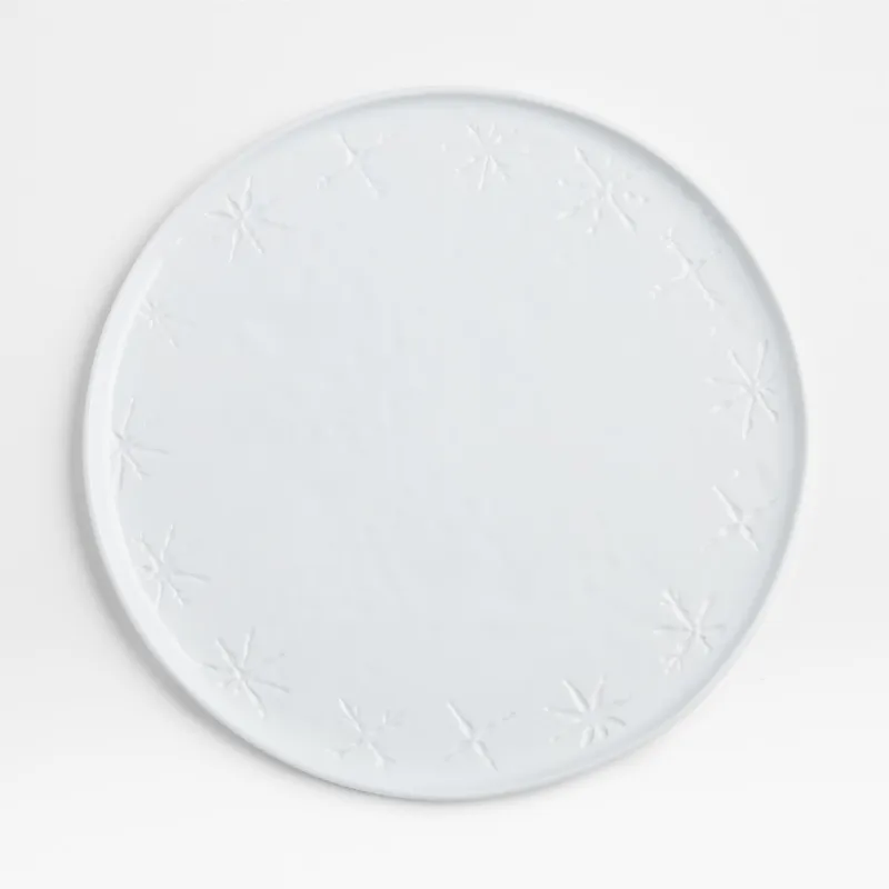 CRATE & BARREL - Plato principal Mercer Snowflake en Porcelana 27cm x 1.5 cm