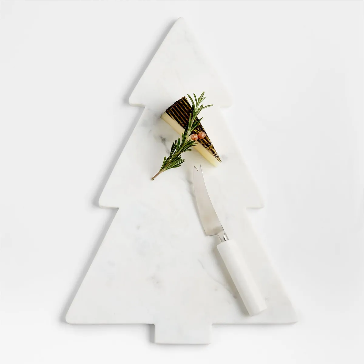 CRATE & BARREL - Tabla de queso Holiday Tree en Mármol 2 cm x 41 cm