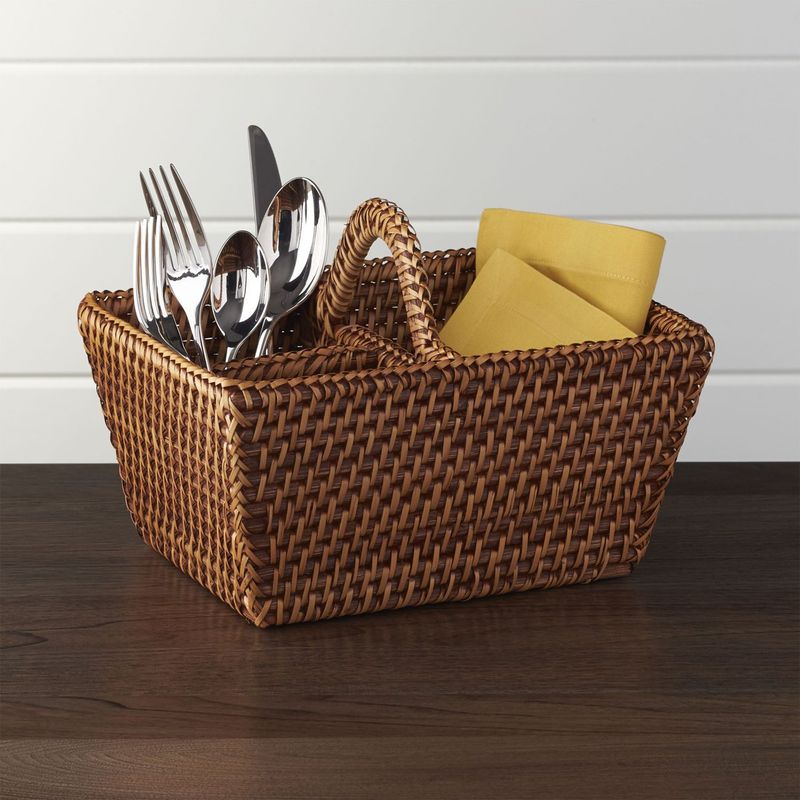 CRATE & BARREL - Porta Cubiertos de Ratán Artesia
