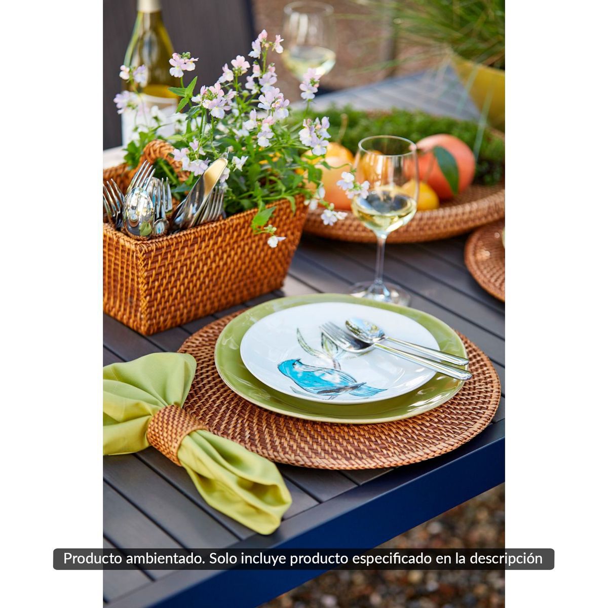 CRATE & BARREL - Porta Cubiertos de Ratán Artesia