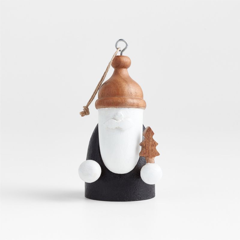 CRATE & BARREL - Adorno para árbol Carved Wood Santa en Acacia 10 cm x 5 cm