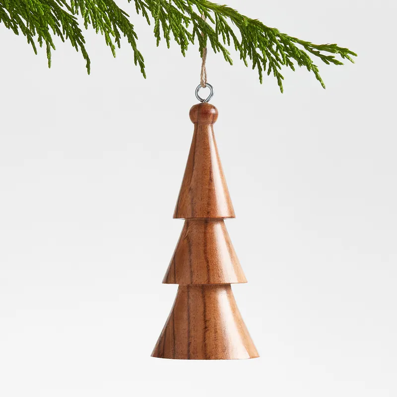 CRATE & BARREL - Adorno para árbol Carved Wood Tree en Acacia 11 cm x 5 cm