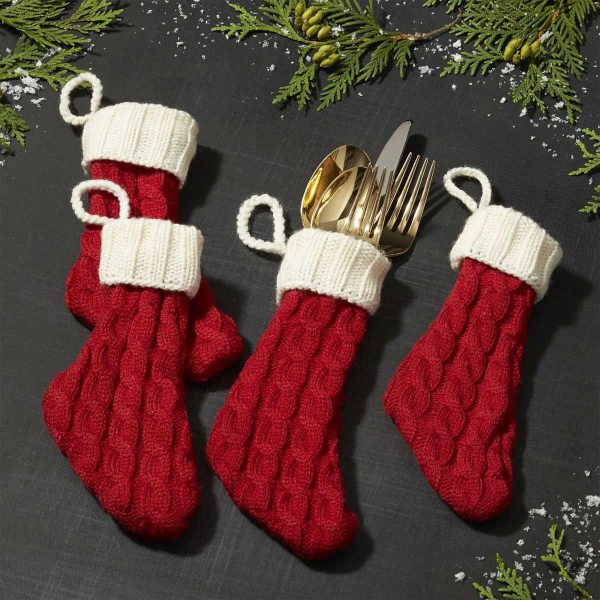 CRATE & BARREL - Adorno Christmas Stocking Holders en Acrílico 17 cm x 11 cm set x 4