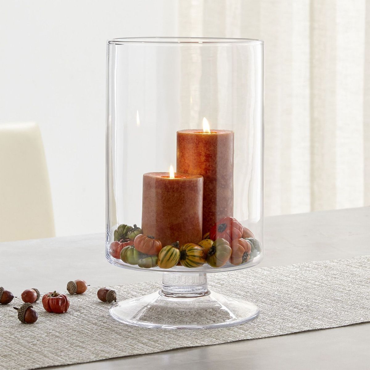 CRATE & BARREL - Candelabro Fanal de Vidrio London Alto y Amplio