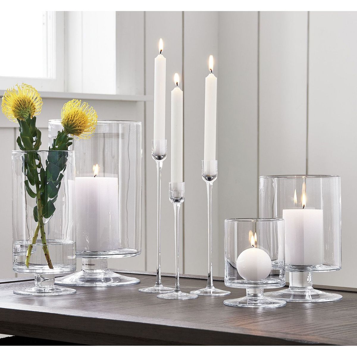 CRATE & BARREL - Porta velas London en Vidrio 23 cm x 15 cm 