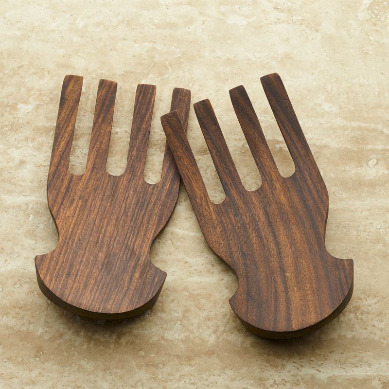 CRATE & BARREL - Cubiertos para Servir Ensalada en Acacia 2 Piezas