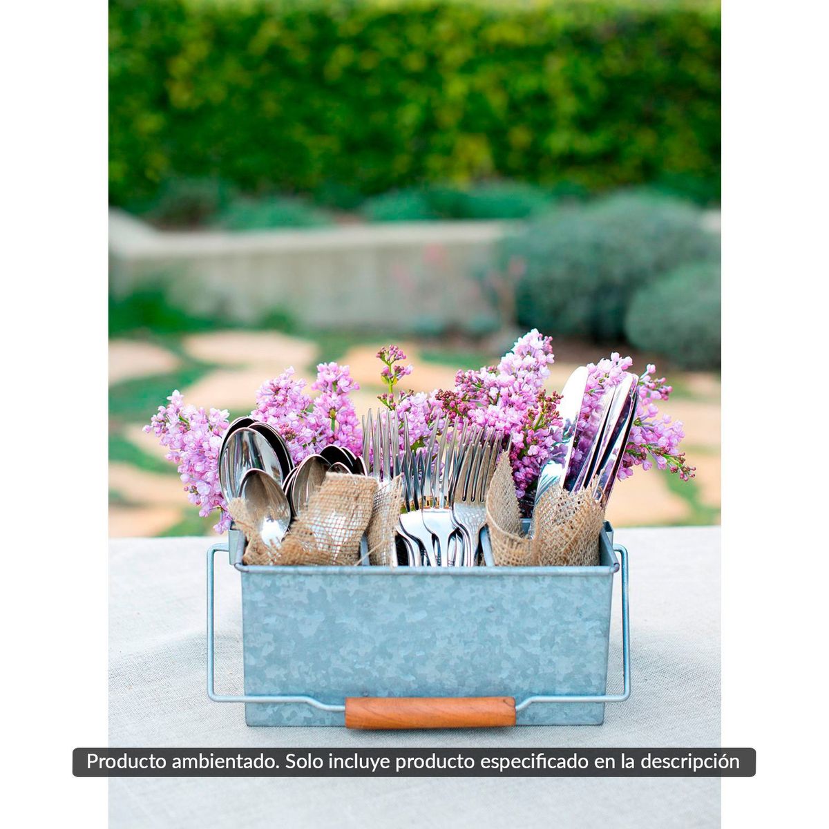 CRATE & BARREL - Organizador de Cubiertos Galvanizado