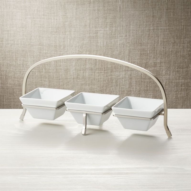CRATE & BARREL - Bowls Cambridge en Porcelana 14 cm x 45 cm Set x 3