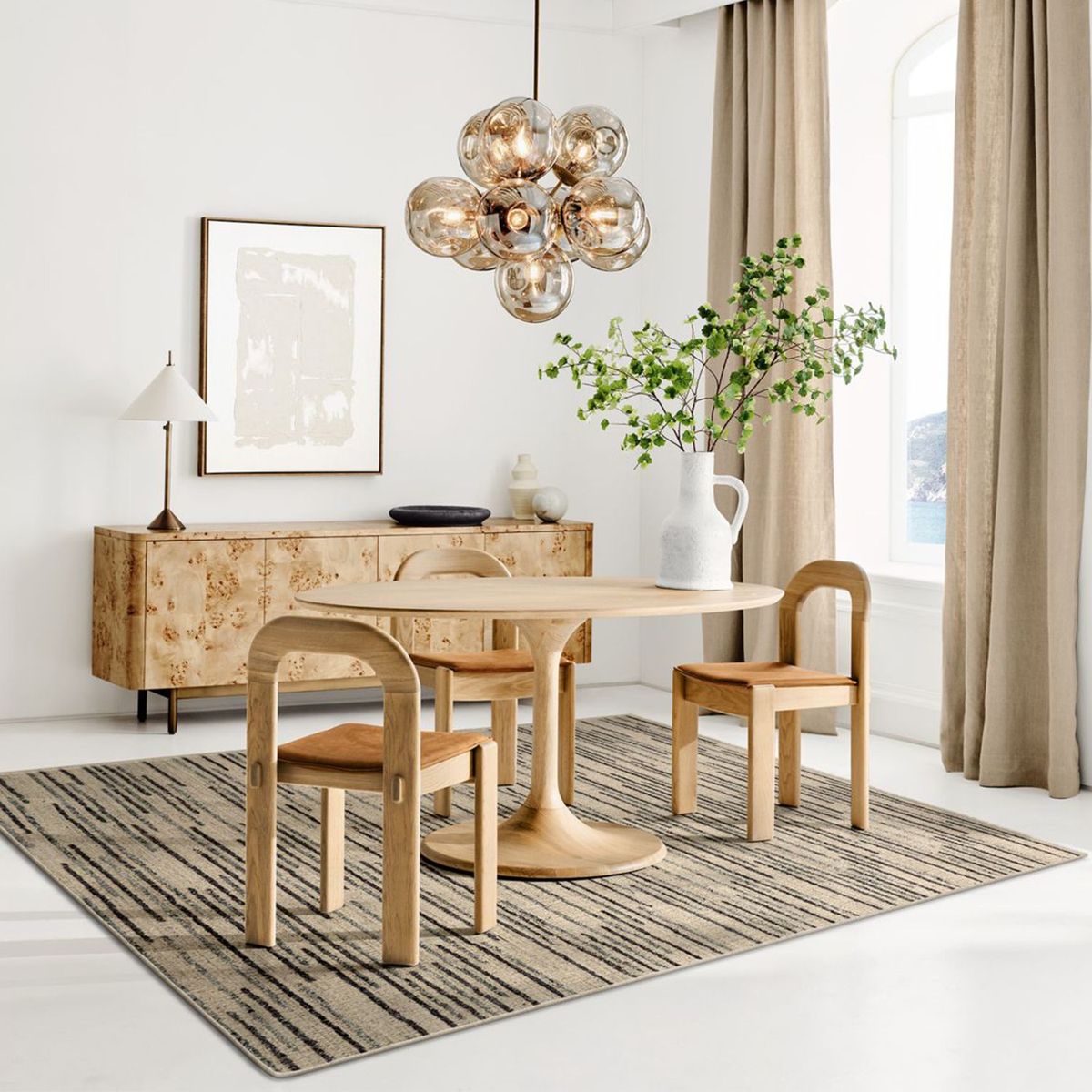 CRATE & BARREL - Silla de comedor Treviso en Cuero