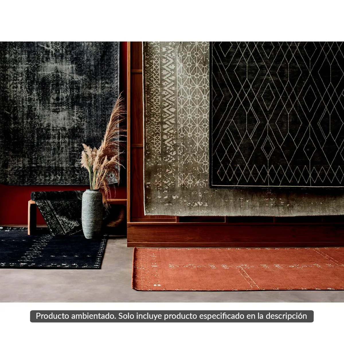 CRATE & BARREL - Alfombra Ruell Negra en Lana