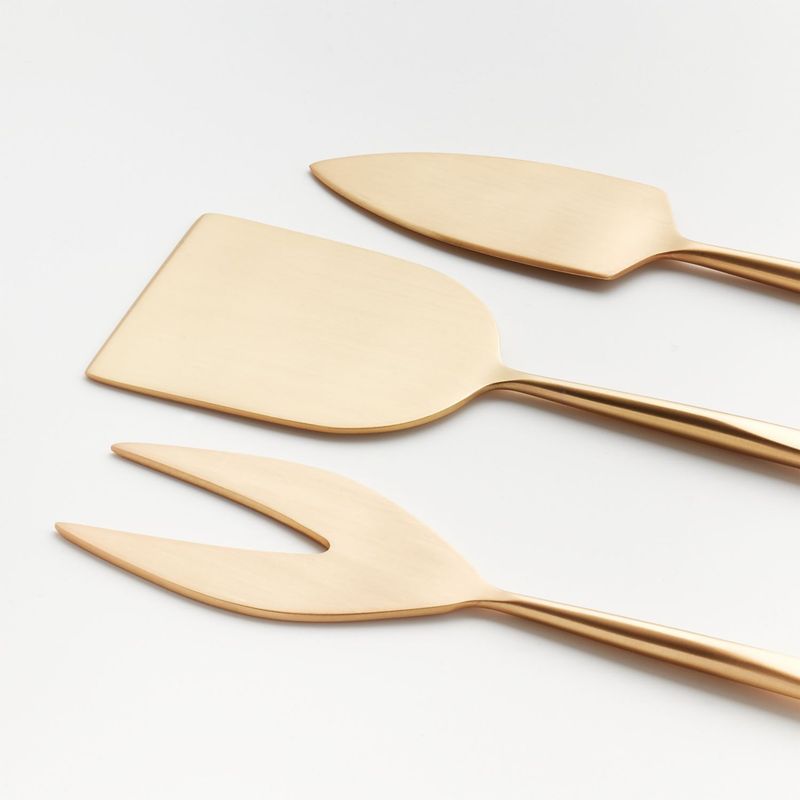 CRATE & BARREL - Cuchillos para Queso en Acero Inoxidable Dorado Set x 3
