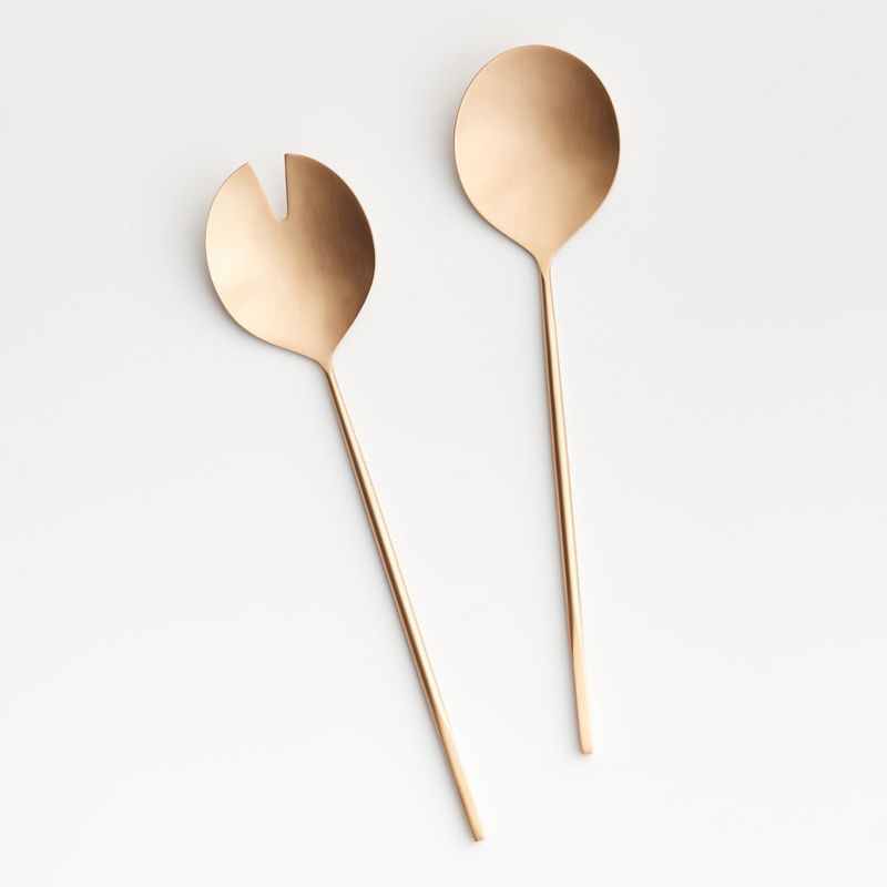 CRATE & BARREL - Piezas de Servir en Acero Inoxidable Dorado Set x 2