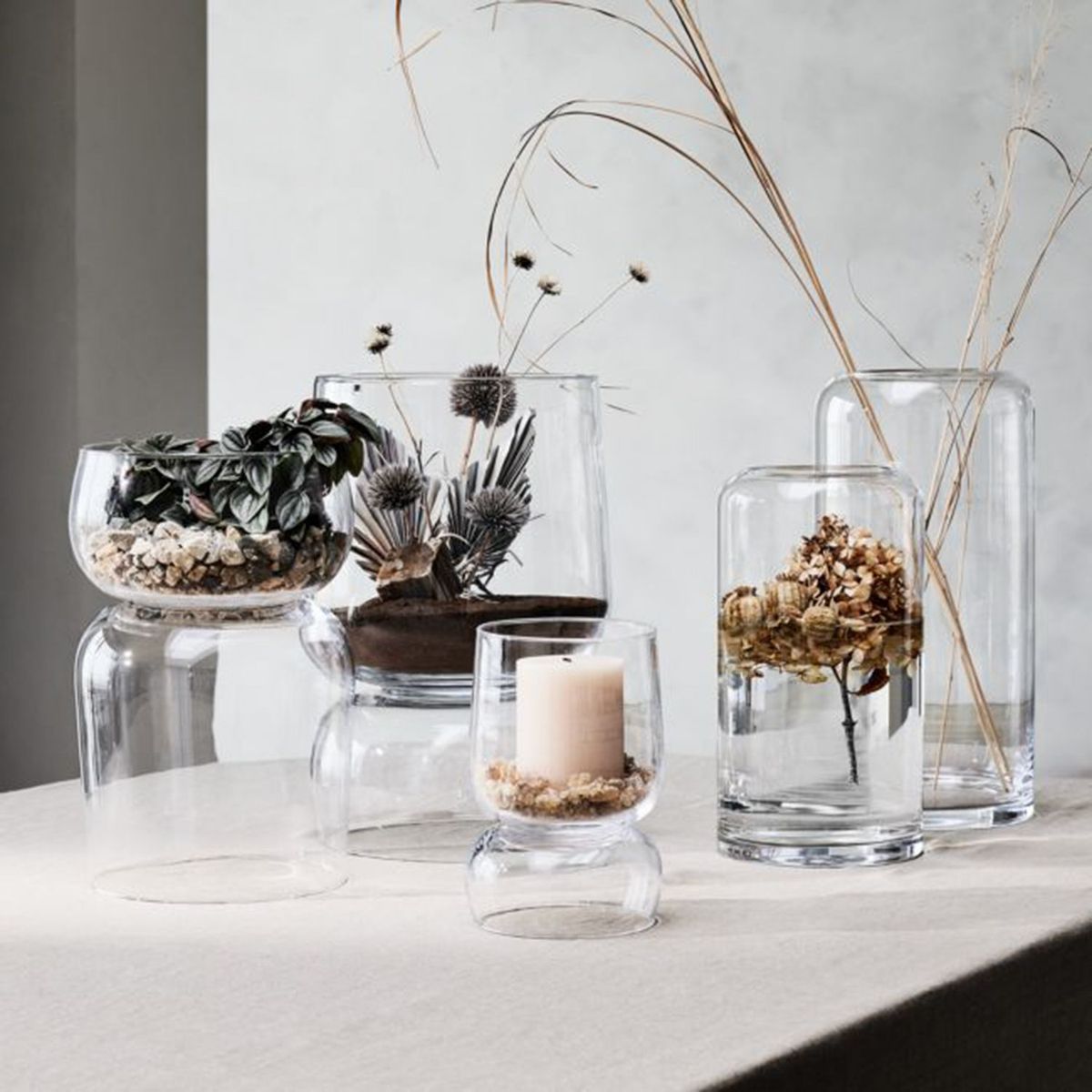 CRATE & BARREL - Porta velas Glencoe en Vidrio 33 cm x 18 cm 