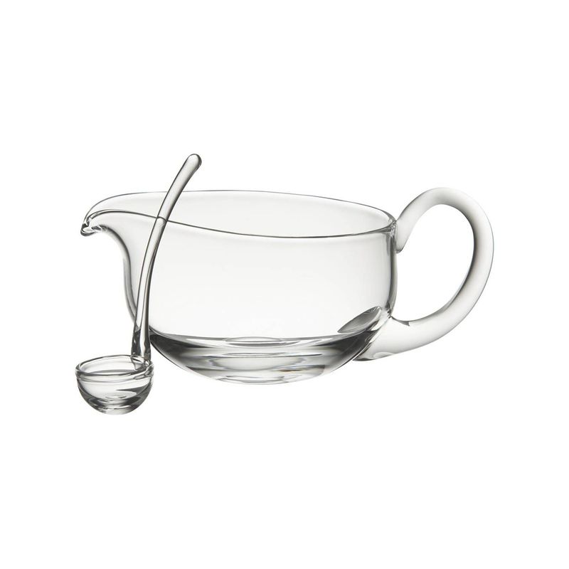 CRATE & BARREL - Salsera con Cucharita de Vidrio Deluxe
