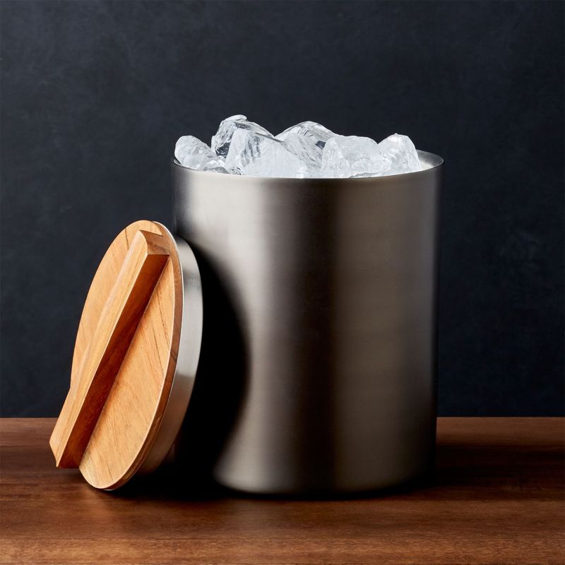 CRATE & BARREL - Hielera Fenton Grafito con Tapa en Madera 