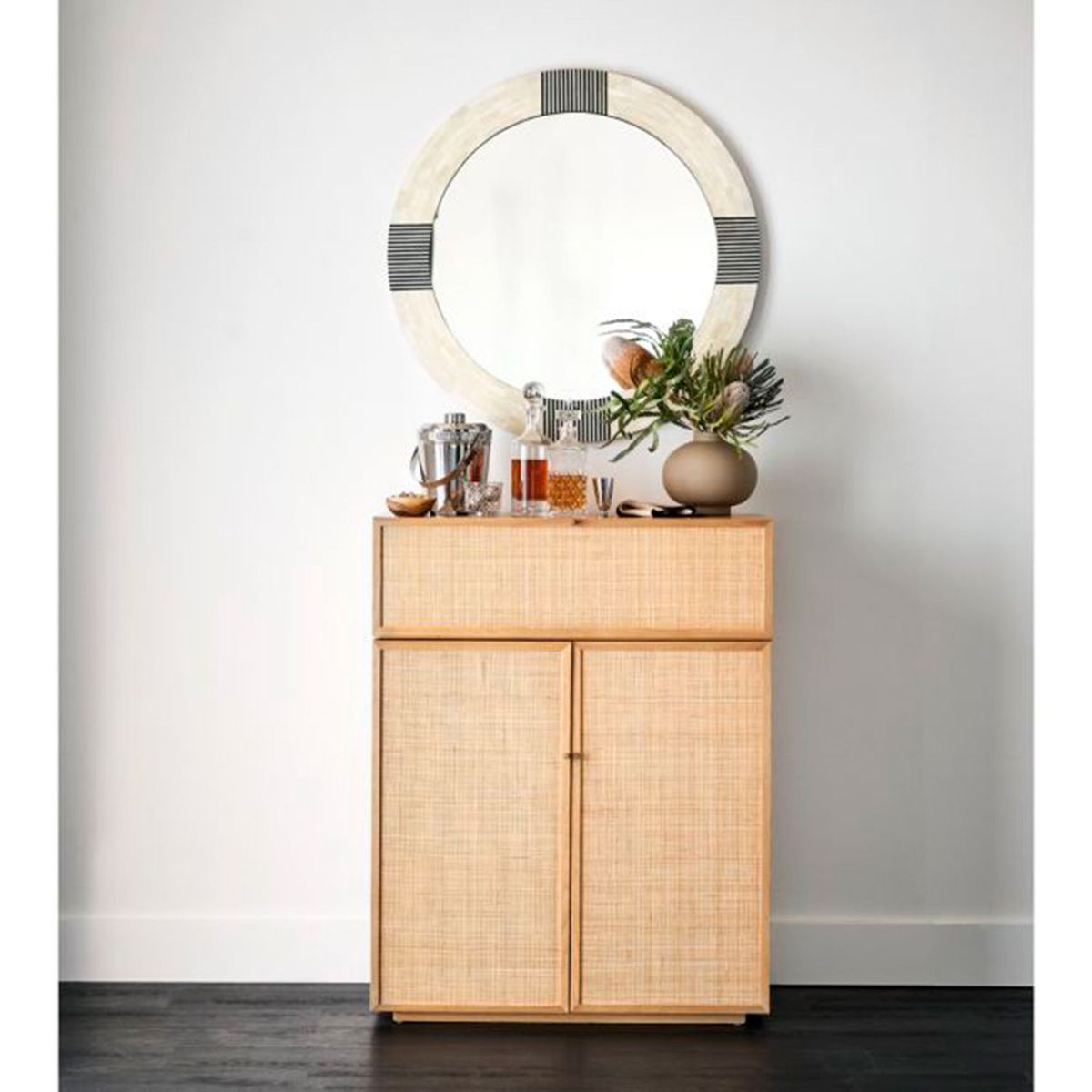 CRATE & BARREL - Espejo de pared Roman Redondo 92 cm x 81 cm
