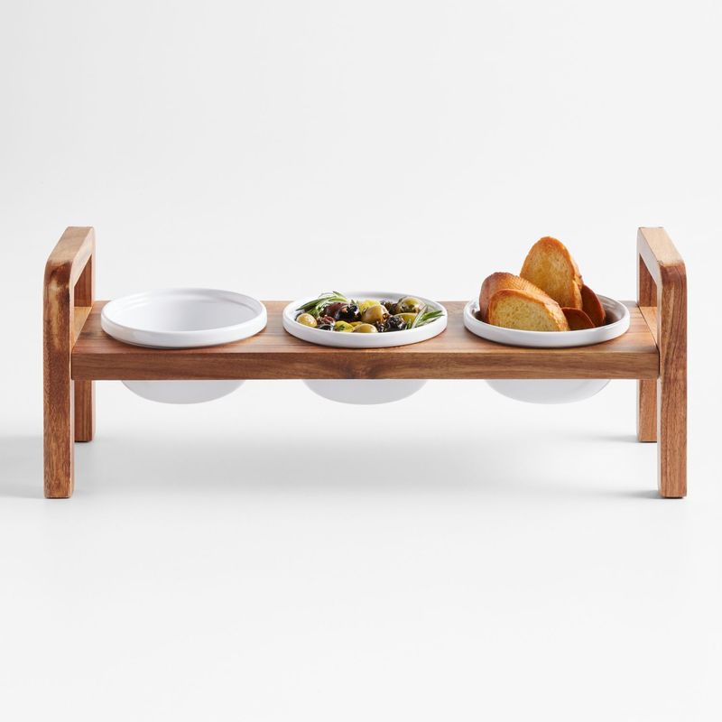 CRATE & BARREL - Bowls Gres Oven to Table x3 con Bandeja 45x13x10 cm