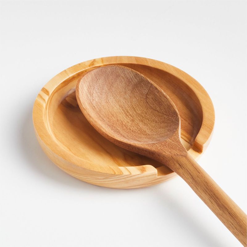CRATE & BARREL - Apoya cucharas Olivewood en Madera  