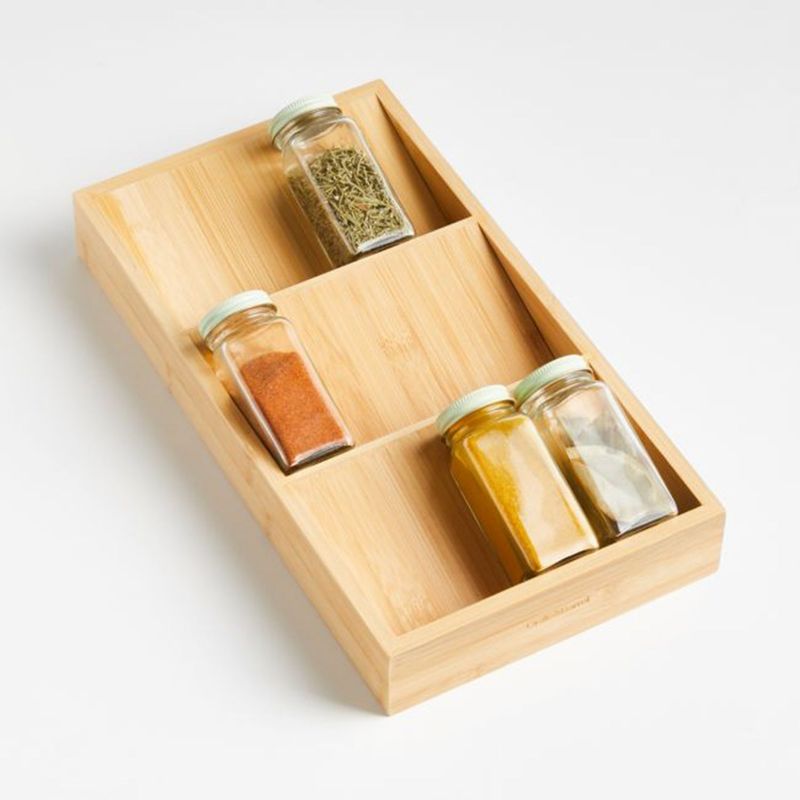 CRATE & BARREL - Organizador de Especias en Bambú 20 x 38 cm