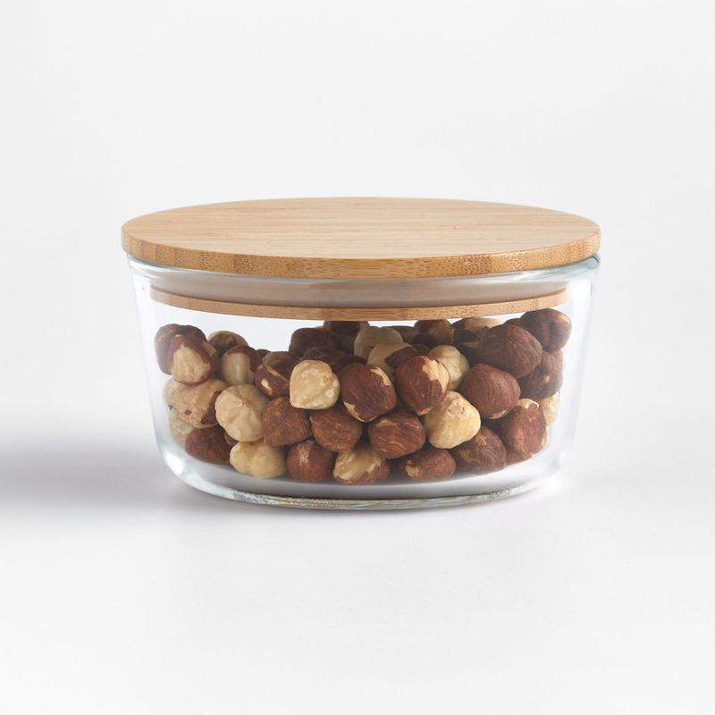 CRATE & BARREL - Contenedor Bamboo en Vidrio hermético 0,4 L