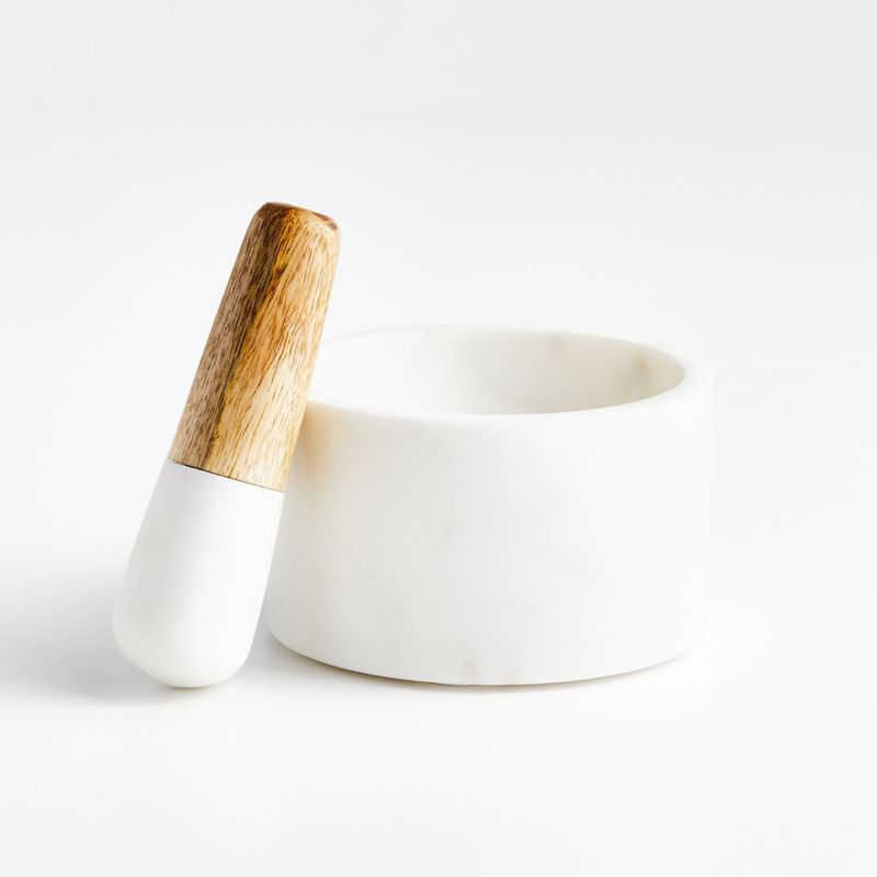 CRATE & BARREL - Mortero Marble and wood en Mármol  