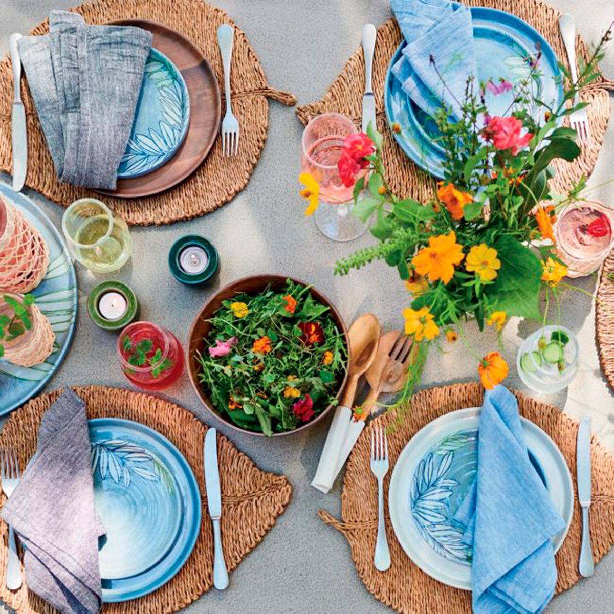 CRATE & BARREL - Individuales Hoja en Fibra abacá 36 cm x 48 cm