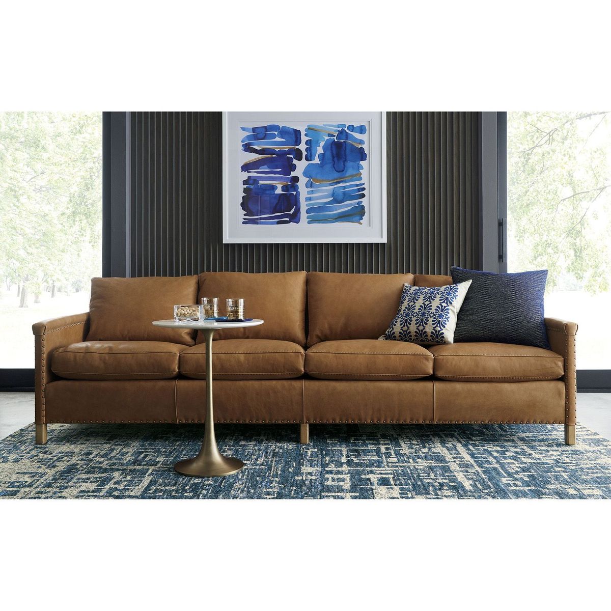 CRATE & BARREL - Mesa Auxiliar Nero Mármol Blanco 63 cm. 