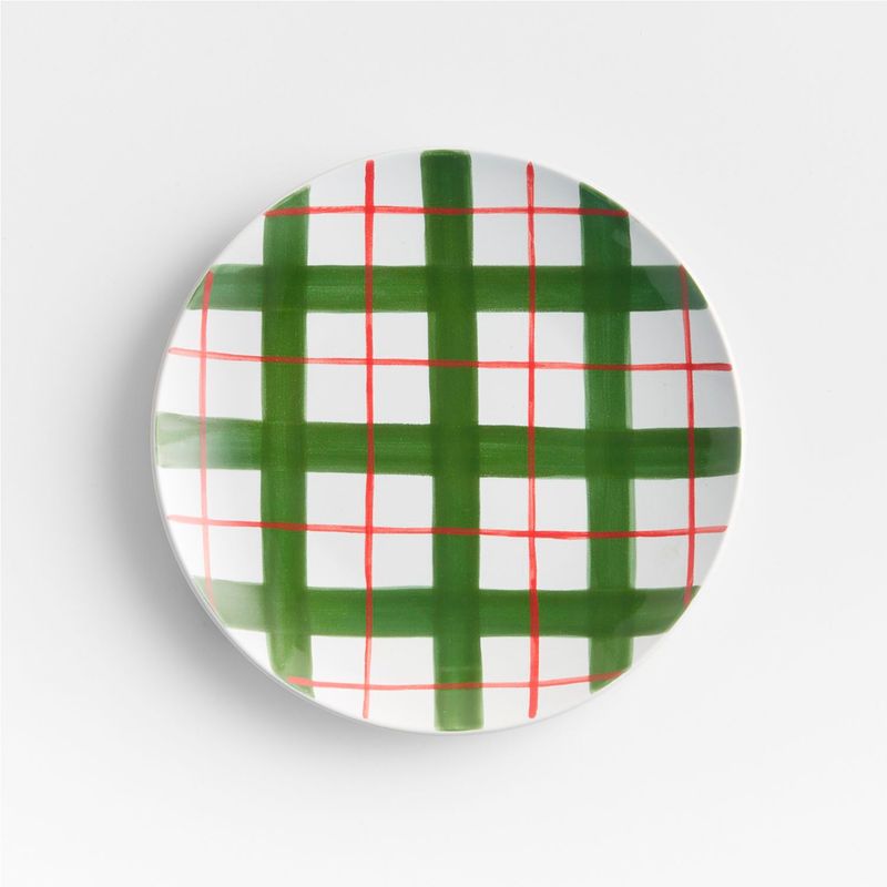 CRATE & BARREL - Plato de ensalada Gres Navideño 22 cm