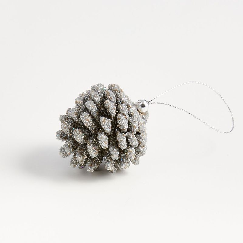 CRATE & BARREL - Adorno para árbol Glitter Pinecone en Natural 5 cm x 6 cm