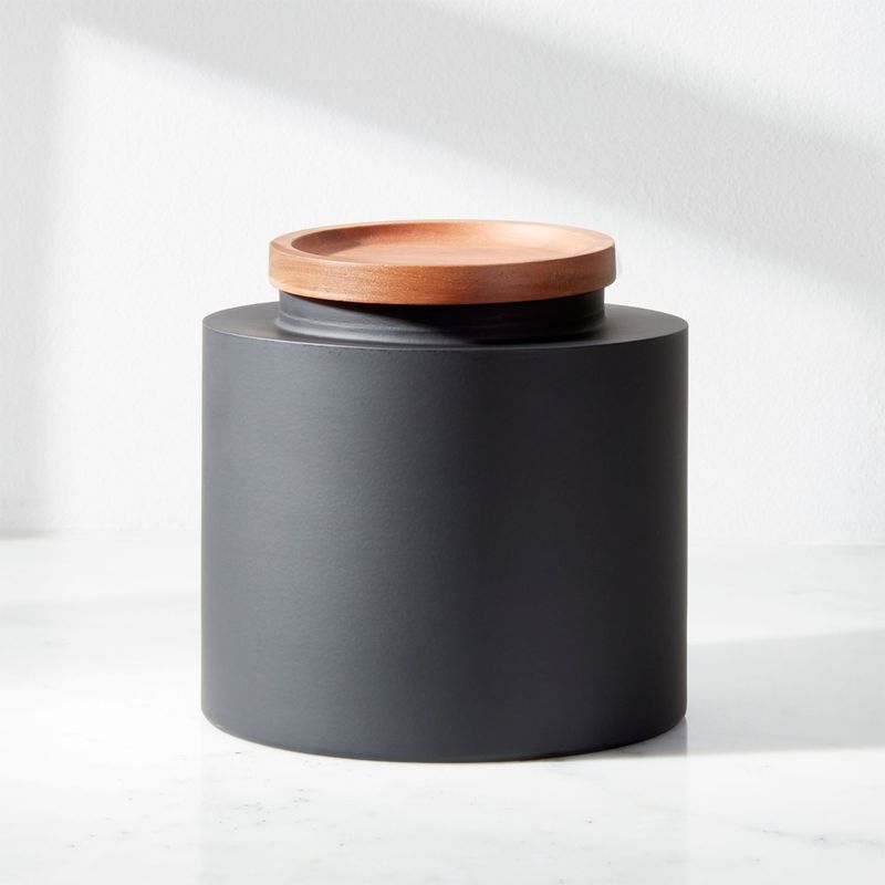 CRATE & BARREL - Contenedor Negro Mate Clark Mediano