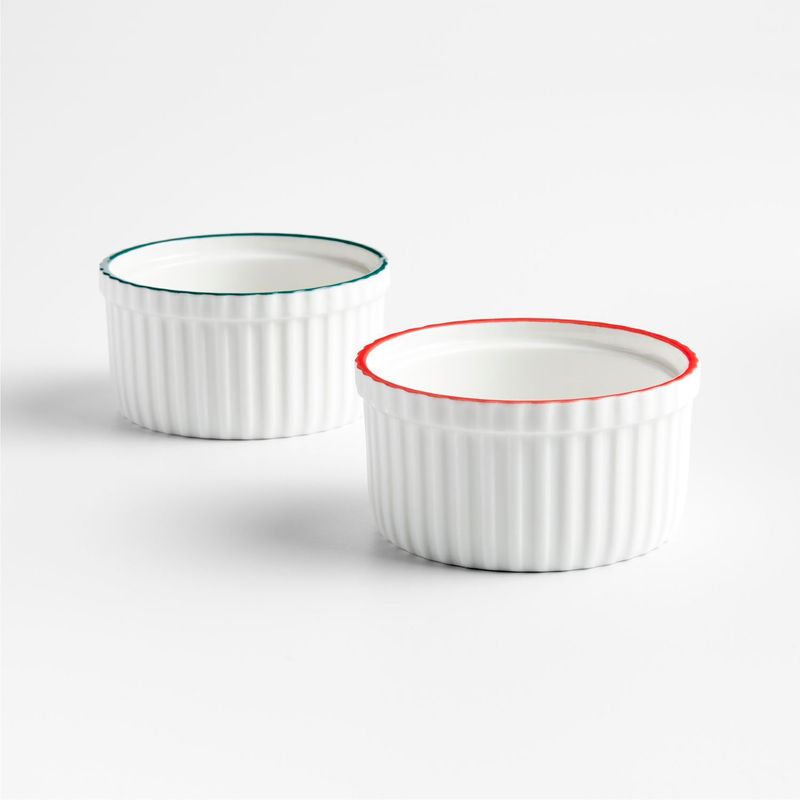 CRATE & BARREL -  Ramekines Navideños en Porcelana 9 cm x 9 cm Set x 2