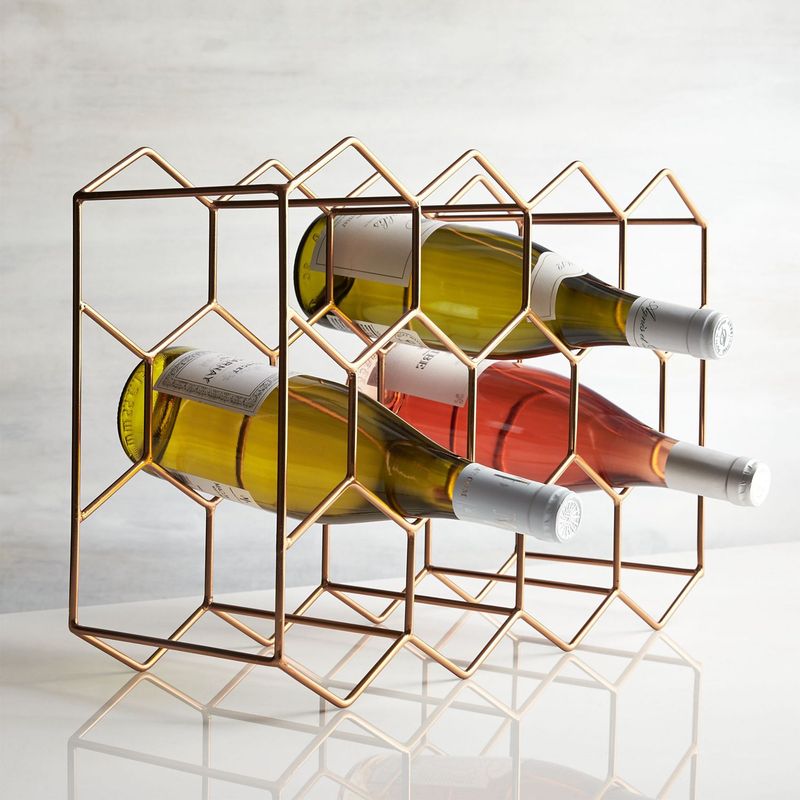 CRATE & BARREL - Organizador de Botellas de Vino Copper en Metal 43 x 30 cm