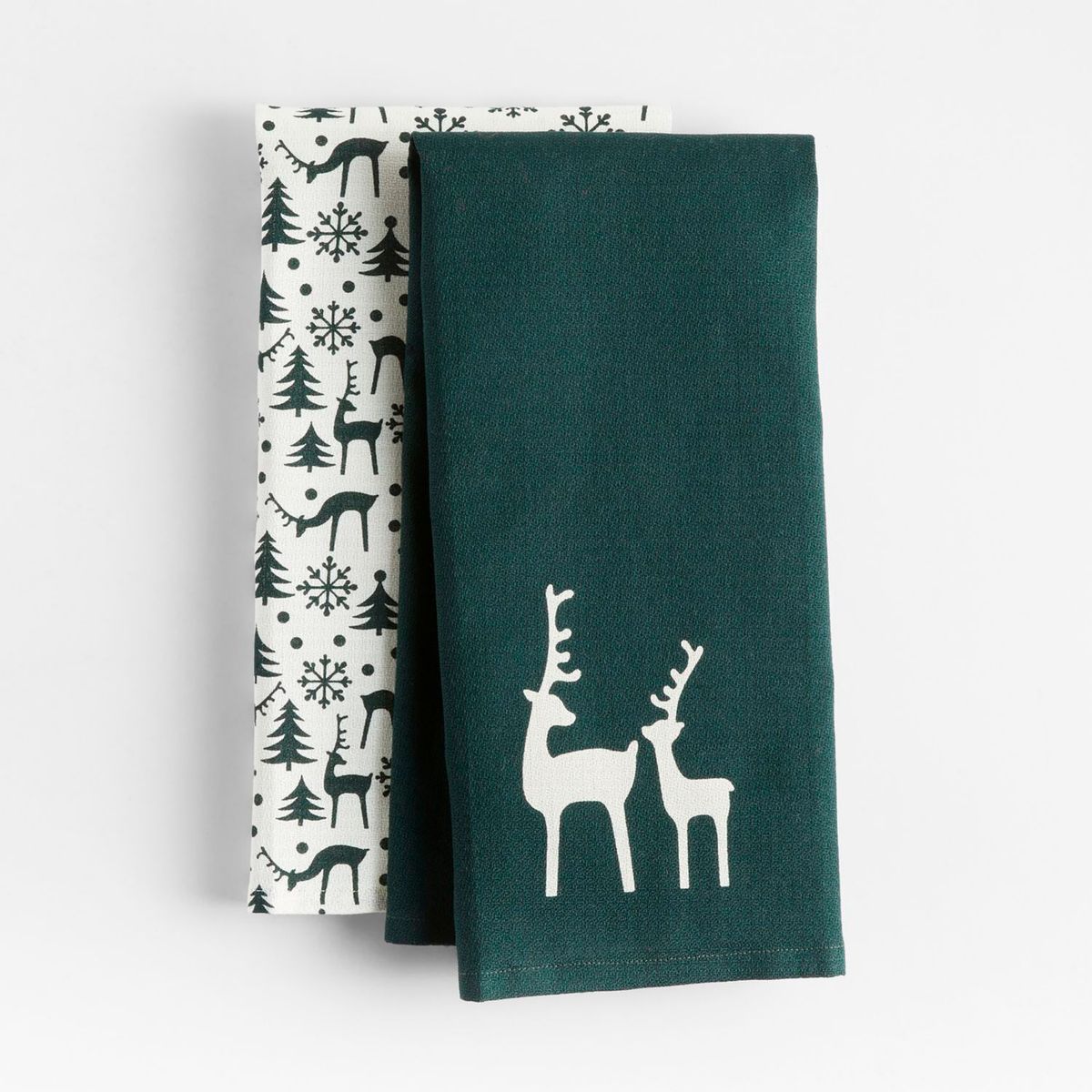 CRATE & BARREL - Toalla Winter Reindeer en Algodón 71 cm x 46 cm Set x 2