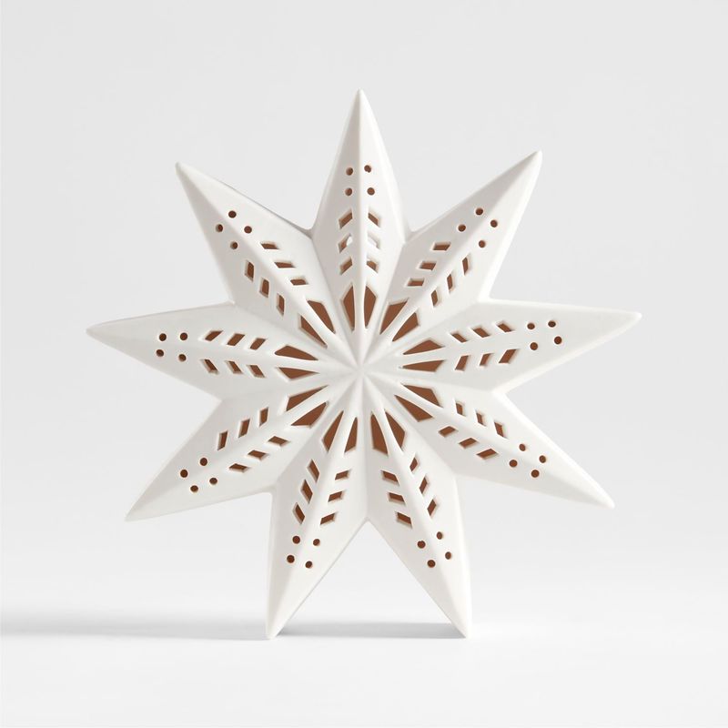 CRATE & BARREL - Adorno LED Snowflake en Cerámica 23 cm x 23 cm